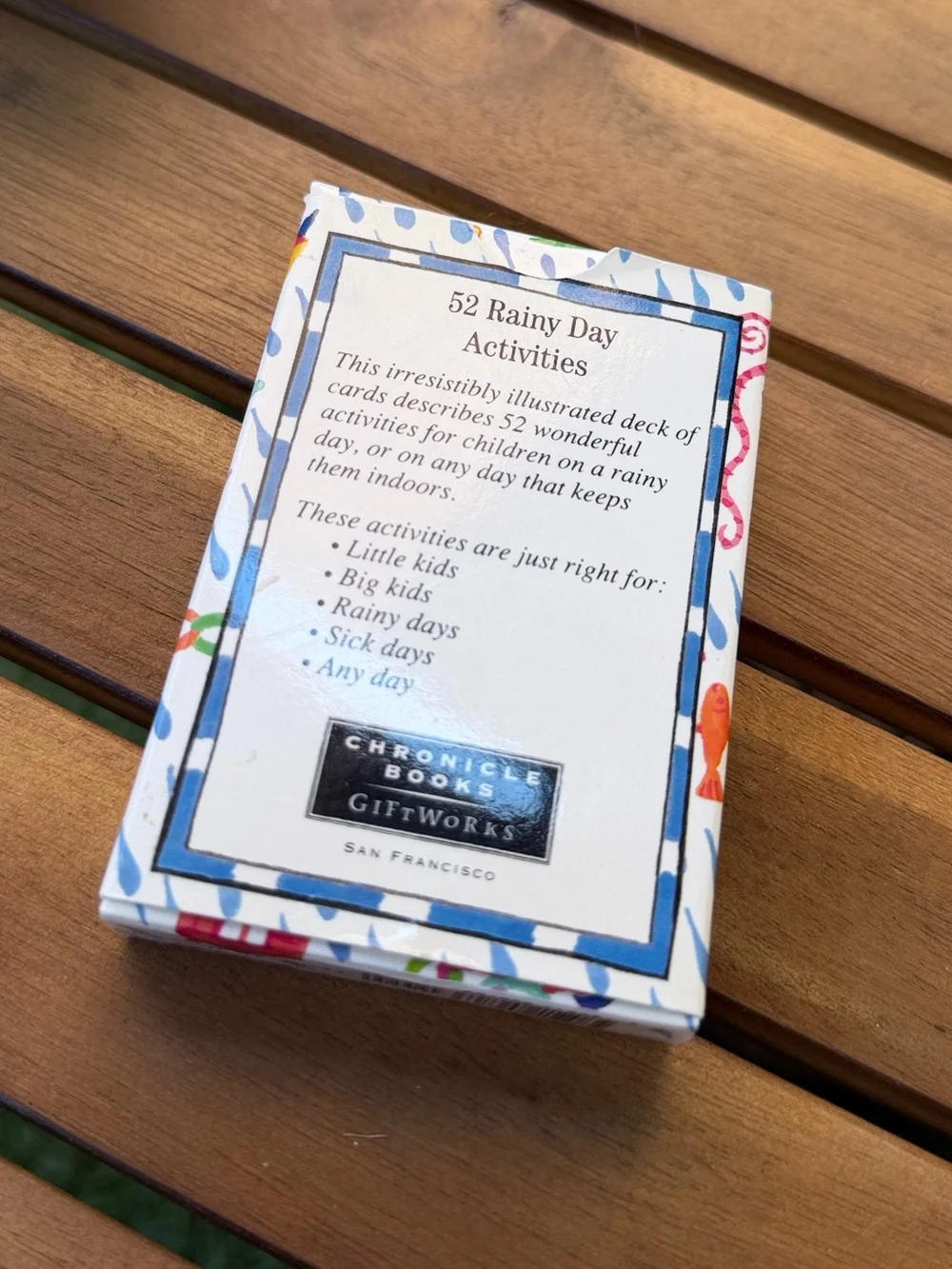 Rainy Day Activities Kid Play Ideas Card Deck by Lynn Gordon